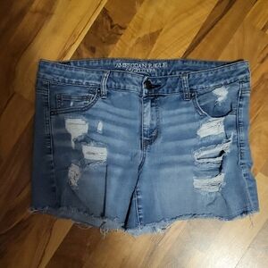 American Eagle Outfitters Distressed Light Blue Denim Cutoff Shorts